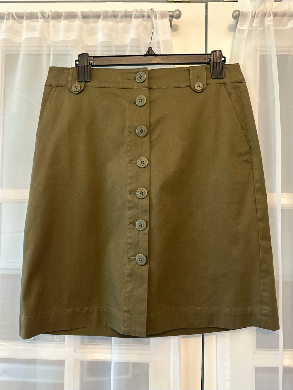 Talbots Olive Utility Button Front Skirt NWT Size 6